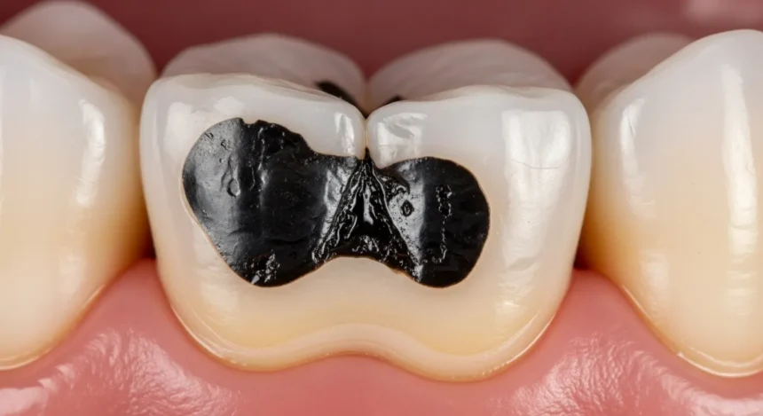 Tooth Broke in Half Black Inside No Pain